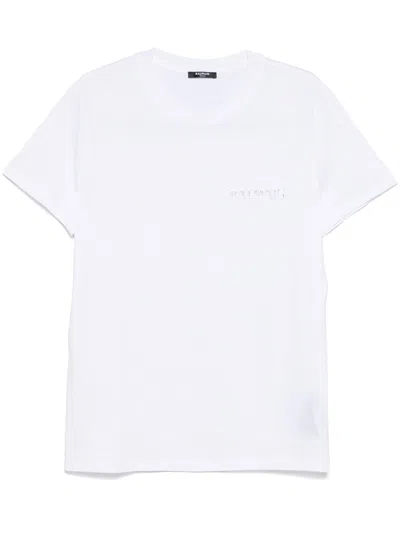 BALMAIN BALMAIN VINTAGE GEL T-SHIRT - SLIM FIT,EH1EF000GD84 0HF WHITE SILVER