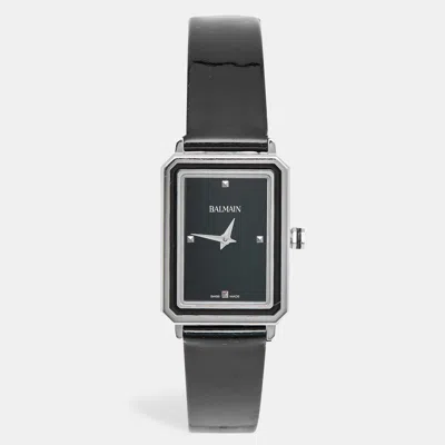 Pre-owned Balmain Eirini B4391.32.66 Black Dial Stainless Steel Patent Leather Women's Wristwatch 25 Mm