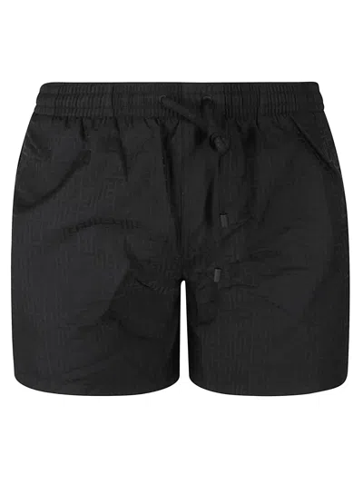 Balmain Black Jacquard Logo Swim Shorts In 001 Black