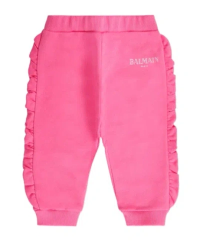 Balmain Elastic Waist Casual Pants In Pink