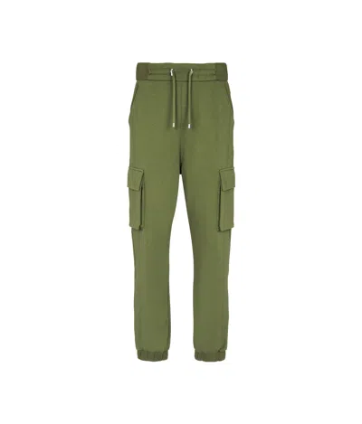 Balmain Elastic Waist Casual Pants In Green