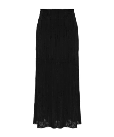 Balmain Elastic Waist Midi Skirt In Black