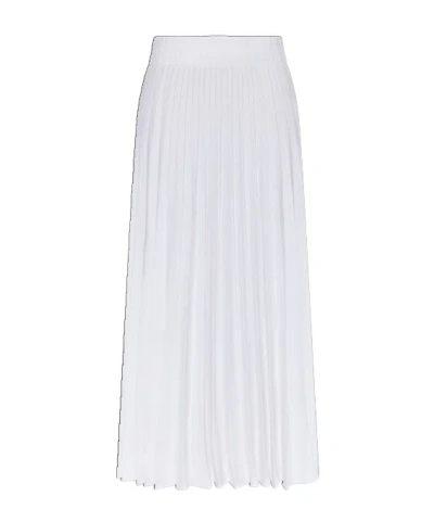 Balmain Elastic Waist Midi Skirt In White