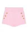 Balmain Decorative-button Cotton Shorts In Pink