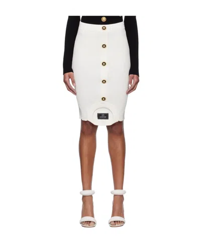 BALMAIN BALMAIN SHORT OPTICAL ILLUSION RIBBED KNIT SKIRT