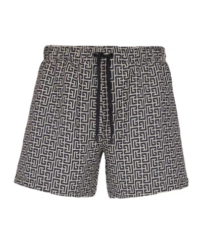 BALMAIN PRINTED PB LABYRINTH SWIM SHORTS