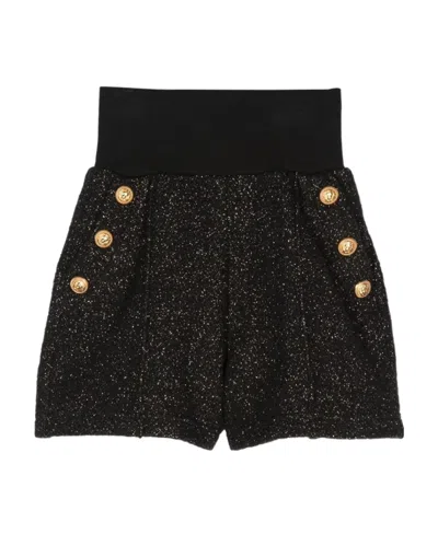 Balmain Elasticated-waistband Straight-leg Shorts In Black