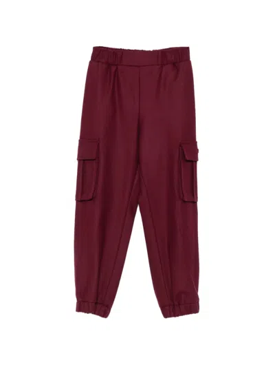 Balmain Kids' Elasticated Wool Cargo Track Pants In Red