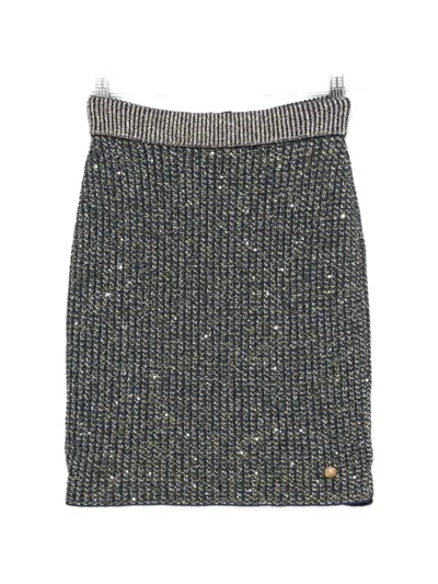 Balmain Elastic-waistband Mini Skirt In Gray