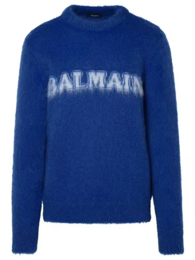 Balmain Electric Blue Wool Blend Sweater