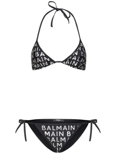 Balmain Elegant Black Bikini With Triangle Top And Slip