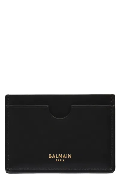 Balmain Elegant Black Leather Card Holder