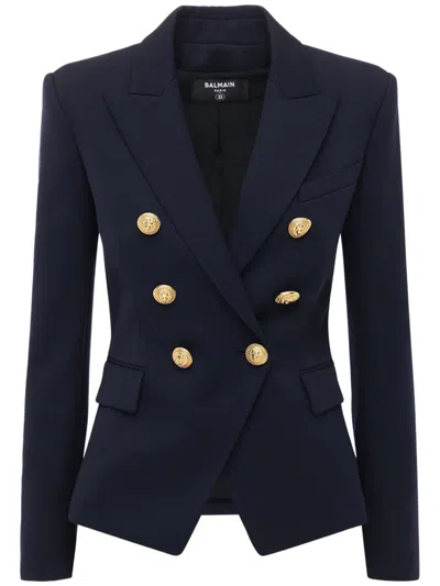 Balmain Elegant Dark Blue Double-breasted Blazer