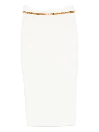 Balmain Elisabetta Franchi Knitted Midi Skirt In White