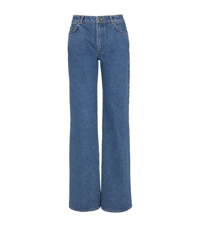 Balmain Elongated Straight Jeans In Blue
