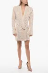 Balmain Embelisehed Double-breasted Blazer In Pink