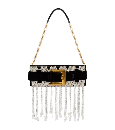 Balmain Embellished Anthem Clutch Bag In Black