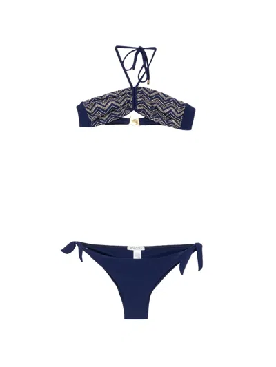 Balmain Embellished Bikini In Blue