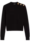 Balmain Embellished Cashmere And Wool-blend Sweatshirt In Black