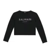Balmain Embellished Cotton Crop Top In 930-nero