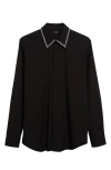 Balmain Crystal-embellished Collar Shirt In 0pa Black