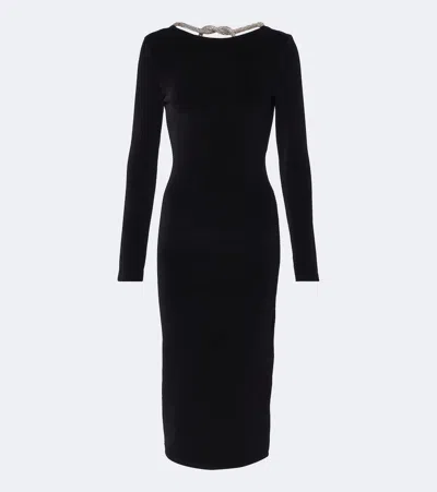 Balmain Embellished Cotton-blend Midi Dress In Black