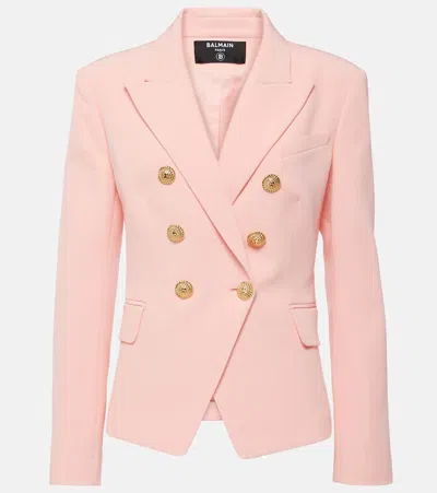 Balmain Embellished Double-breasted Blazer In Pink