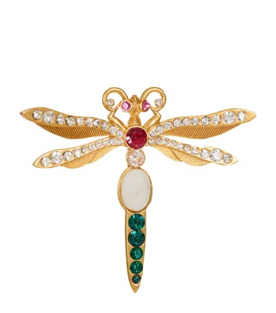 Balmain Brass And Crystal Insect Brooch In Multi