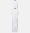 Balmain Embellished Jersey Maxi Dress In White