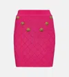 Balmain Embellished Knit Miniskirt In Pink