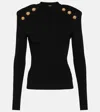Balmain Sweater Three Buttons Crew Neck Ribbed In Black