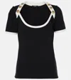 Balmain Two-tone T-shirt With Button Details In Black
