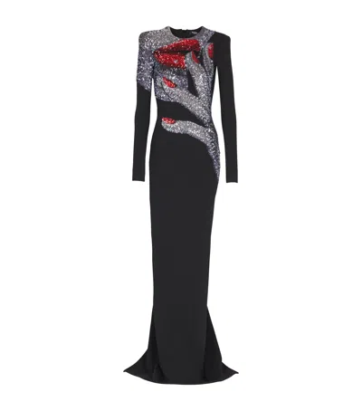 Balmain Embellished Maxi Dress In Black