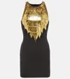 Balmain Embellished Minidress In Noir/or