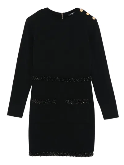 Balmain Kids' Embellished-pocket Dress In Black