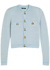 Balmain Embellished Ribbed-knit Cardigan In Blue