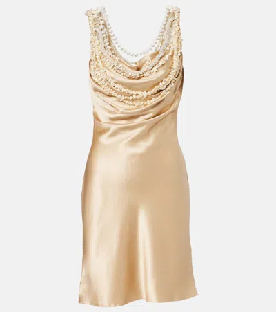Balmain Embellished Silk Satin Slip Dress In Multi