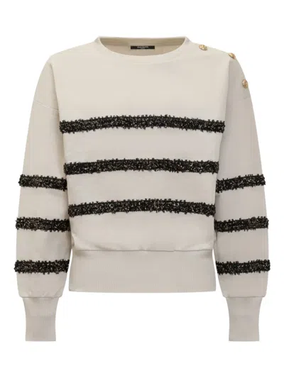Balmain Kids' Embellished Stripe Sweatshirt In Neutral