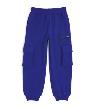 Balmain Kids' Embellished Sweatpants In Blue