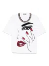 Balmain Pearls Chains Details Partial Face T-shirt In White