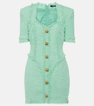 BALMAIN EMBELLISHED TWEED MINIDRESS