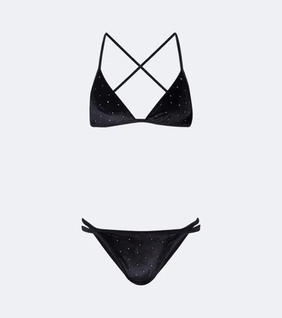 Balmain Embellished Velvet Bikini In Black