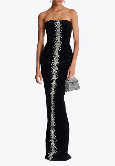 Balmain Embellished Velvet Bustier Gown