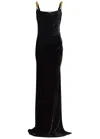 Balmain Embellished Velvet Maxi Dress In Black