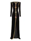 Balmain Embellished Velvet Maxi Dress In Multi