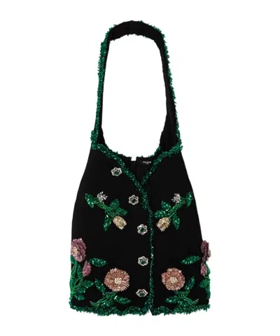 Balmain Embellished Wool Mini Dress In Multi