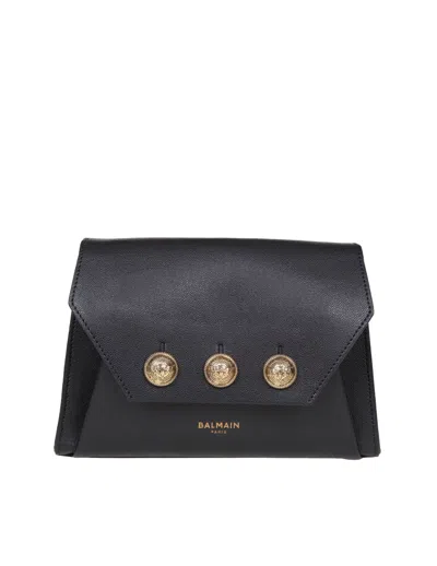 Balmain Emblem Bag In Calfskin With Decorative Buttons In Black