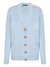 Balmain Emblem Button Cardigan In Blue
