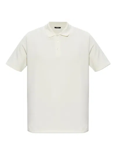Balmain Emblem Buttoned Polo Shirt In White