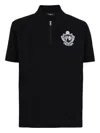 Balmain Short Sleeve Zip Collar Polo Shirt In Black